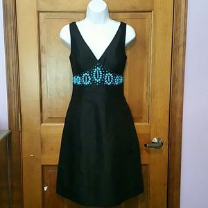 WhiteHouse/Black Market black dress w turquoise